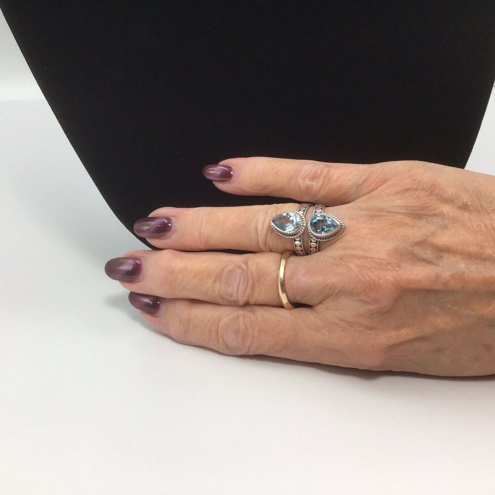 Sterling Silver Blue Topaz Ring Size 6 - Picture 10 of 12